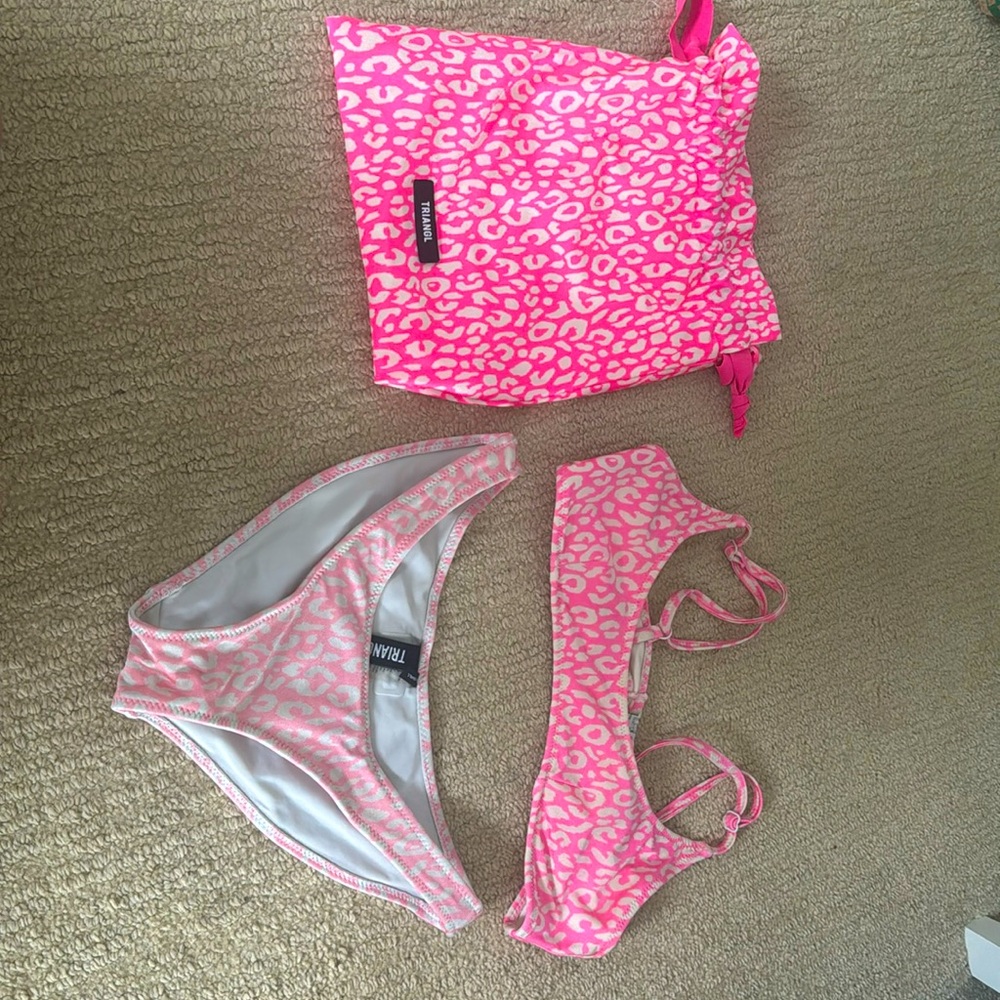 triangle cheetah pink bathing suit